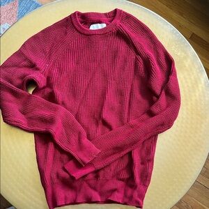 American Eagle Outfitters Red Crewneck Sweater Ribbed Knit